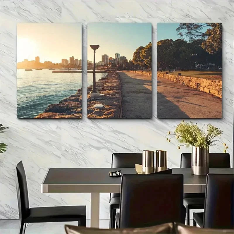 3pcs Adelaide South Coast Travel Poster Australia Wall Art Set Canvas Framed 40x60cm - High Quality Print 100% Australian Made Wall Canvas Ready to Hang