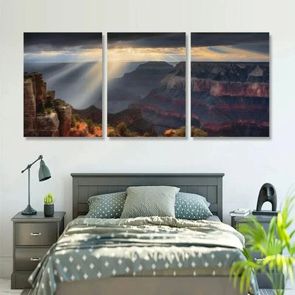 3pcs Scattered Showers At Grand Canyon Metal Print Ready to Hang Art