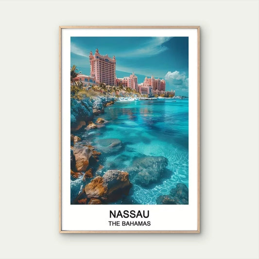 Nassau The Bahamas Painting Travel Poster Print Wall Art