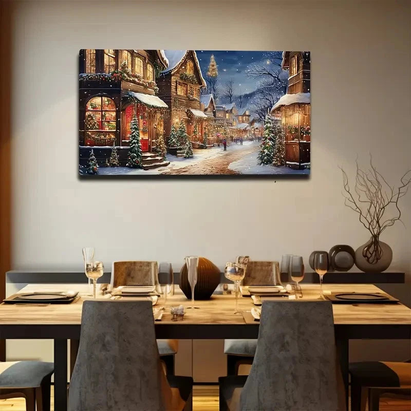 Minimalist Snowy Street Wall Art Canvas Office Home Room Framed 120x60cm