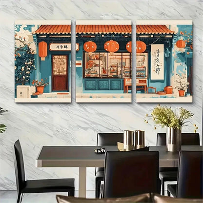 3pcs Chinese Craft Shop Art Design Poster Print Metal Print Ready to Hang Art
