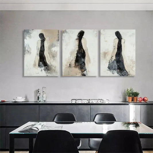 3pcs Elegant Abstract Woman Brushstrokes Perfect Wall Art Set Canvas Framed 40x60cm - High Quality Print 100% Australian Made Wall Canvas Ready to Hang