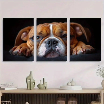 3pcs British Bulldog Funny Animal Metal Print Ready to Hang Art