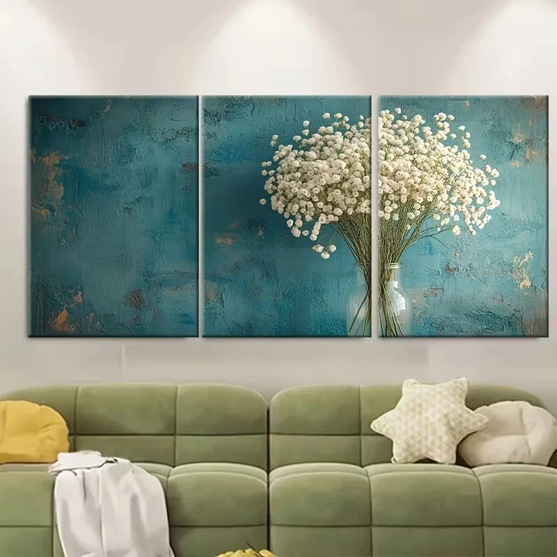 3pcs Bright Floral Bouquet Metal Print Ready to Hang Art