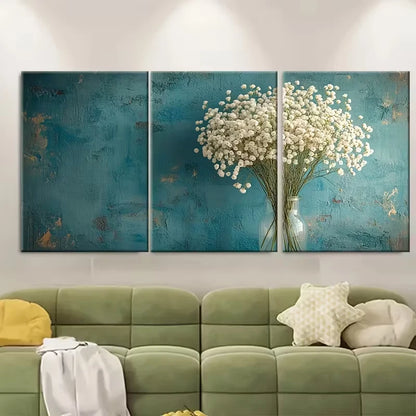 3pcs Bright Floral Bouquet Metal Print Ready to Hang Art