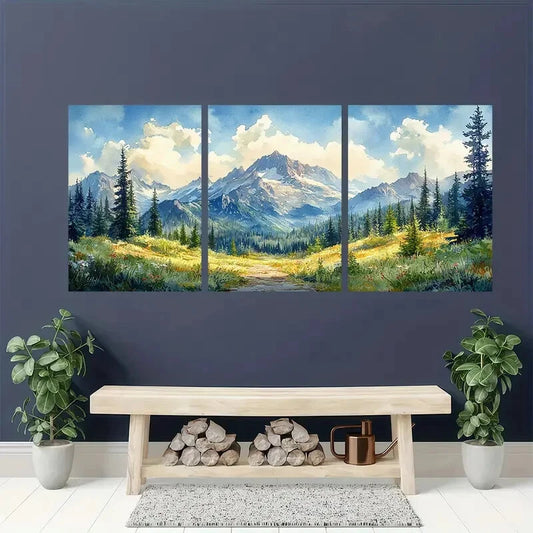 3pcs Mount Rainier Mountain Nature Perfect Wall Art Set Canvas Framed 40x60cm - High Quality Print 100% Australian Made Wall Canvas Ready to Hang
