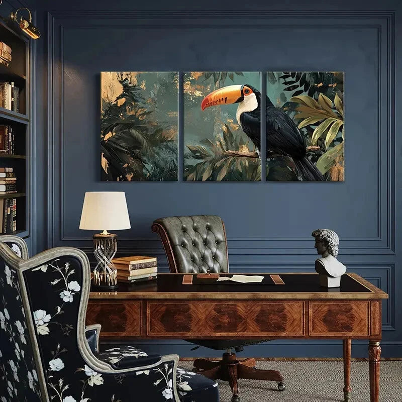 3pcs Toucan Tropical Jungle Animal Art Metal Print Ready to Hang Art