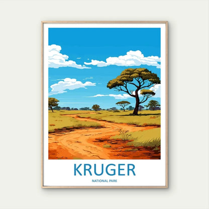 Kruger National Park African Savannah Travel Poster Print Wall Art