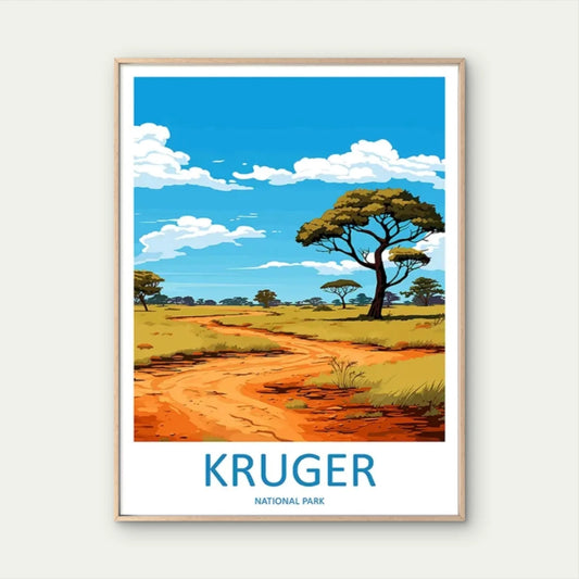 Kruger National Park African Savannah Travel Poster Print Wall Art