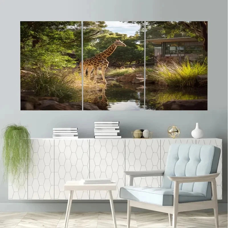 3pcs Famous City Adelaide Zoo, Australia Wall Art Set Canvas Framed 40x60cm - High Quality Print 100% Australian Made Wall Canvas Ready to Hang
