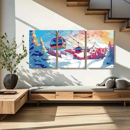 3pcs Winter Wonderland Snowy Mountains Metal Print Ready to Hang Art