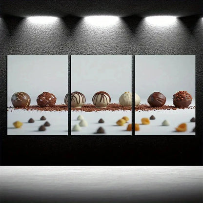 3pcs Decorative Chocolate Themed Metal Print Ready to Hang Art