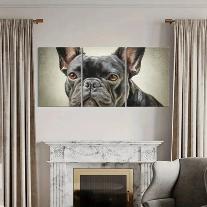 3pcs Artistic French Bulldog Portrait Poster Metal Print Ready to Hang Art