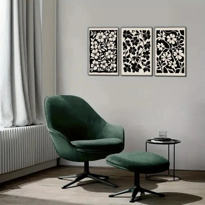 3pcs Artistic Premium Bohemian Style Floral Art Metal Print Ready to Hang Art