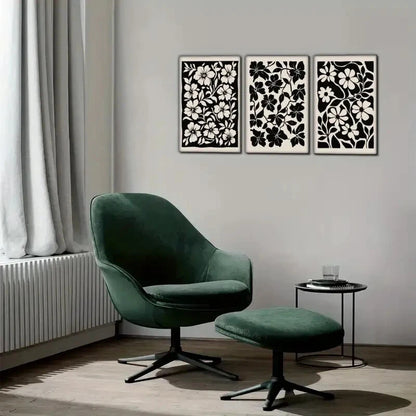 3pcs Artistic Premium Bohemian Style Floral Art Metal Print Ready to Hang Art