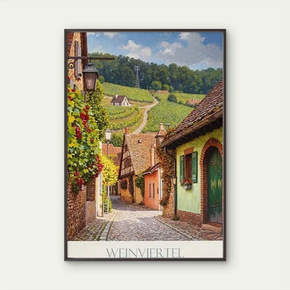 Austrian Wine Village Weinviertel Austria Map Travel Poster Print Wall Art