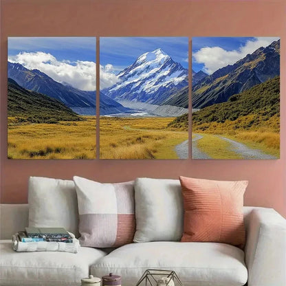 3pcs Mount Cook National Park Hooker Valley Metal Print Ready to Hang Art