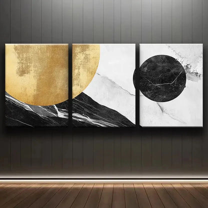 3pcs Modern Golden and Marble Design Metal Print Ready to Hang Art