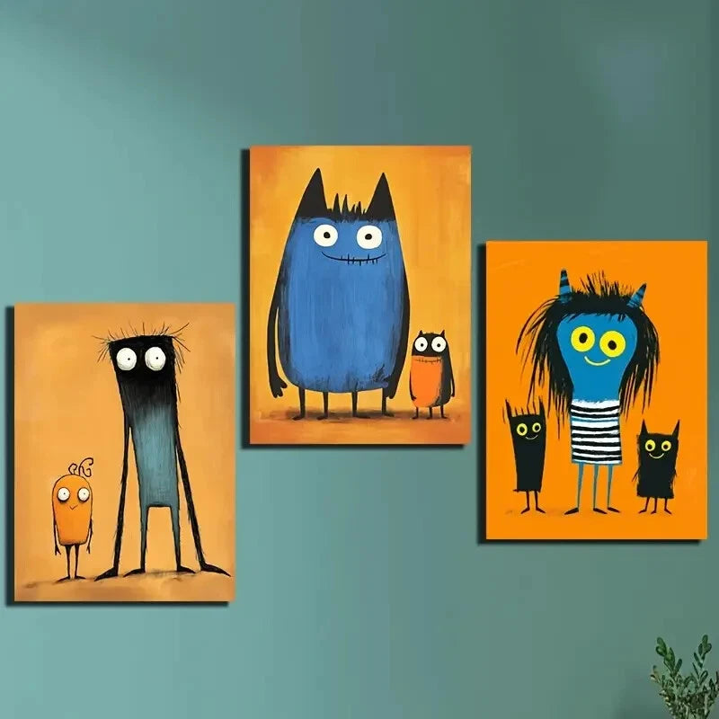 3pcs Painting of Three People Wall Art Set Canvas Framed 40x60cm - High Quality Print 100% Australian Made Wall Canvas Ready to Hang