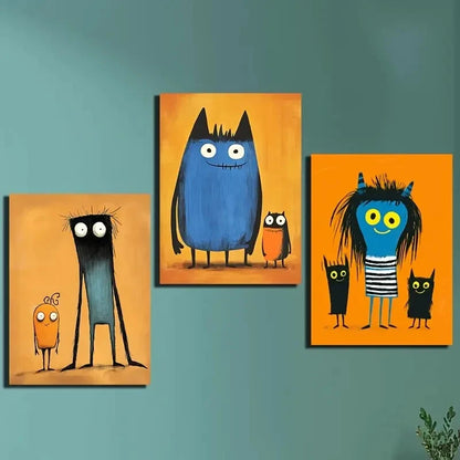 3pcs Painting of Three People Wall Art Set Canvas Framed 40x60cm - High Quality Print 100% Australian Made Wall Canvas Ready to Hang