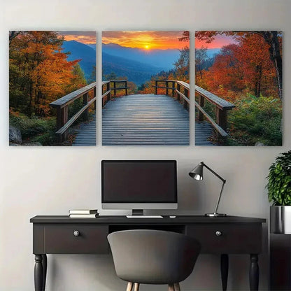 3pcs Observation Deck Natural View Metal Print Ready to Hang Art