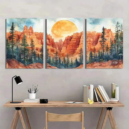 3pcs Bryce Canyon Painting National Park Metal Print Ready to Hang Art