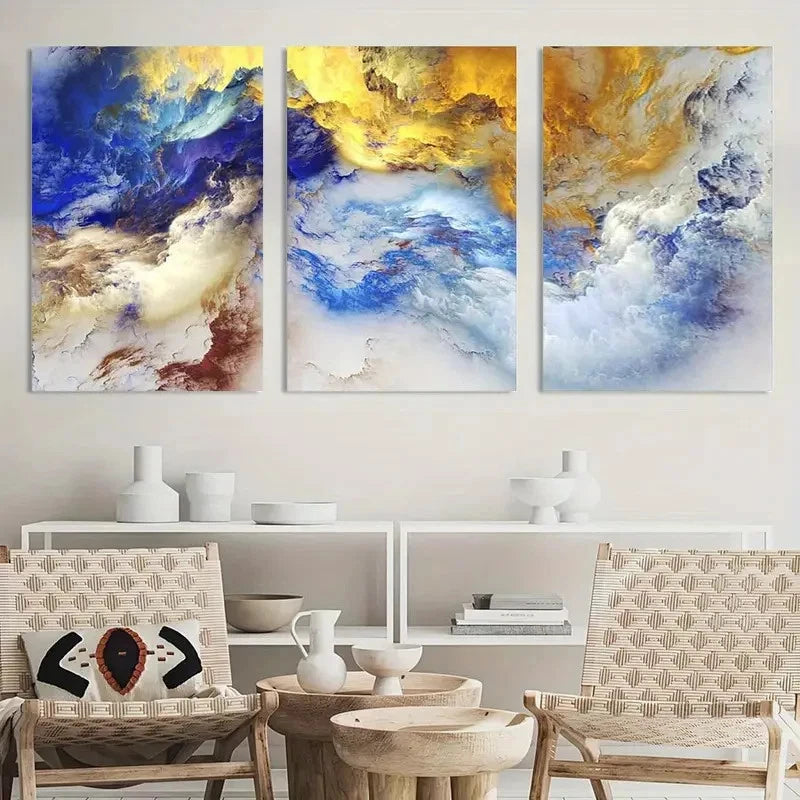 3pcs Painting Abstract Wall Art Metal Print Ready to Hang Art