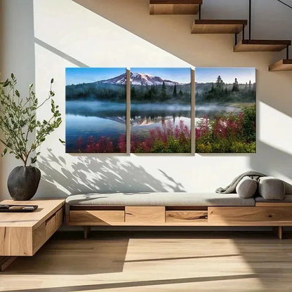 3pcs Mountains Forest & Lake Reflections Wall Art Set Canvas Framed 40x60cm - High Quality Print 100% Australian Made Wall Canvas Ready to Hang