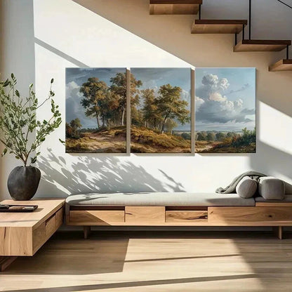 3pcs Tall Trees & Rolling Hills Scene Wall Art Set Canvas Framed 40x60cm - High Quality Print 100% Australian Made Wall Canvas Ready to Hang