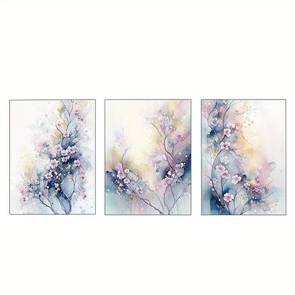 3pcs Gentle Pink Cherry Blossom Watercolor Art  Wall Art Set Canvas Framed 60x90cm - High Quality Print 100% Australian Made Wall Canvas Ready to Hang