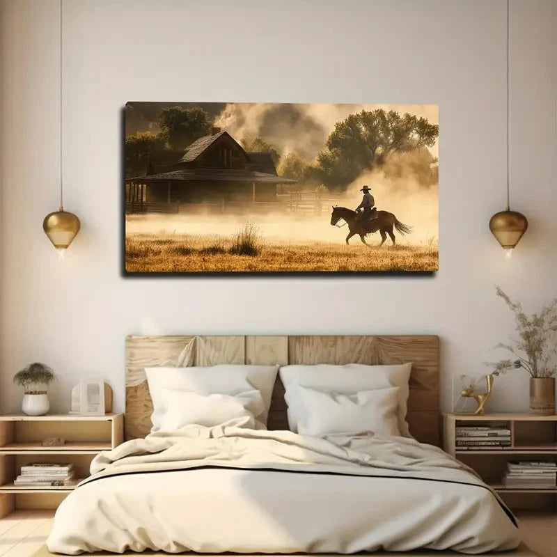 Running On A Horse Wall Art Canvas Office Home Room Framed 120x60cm