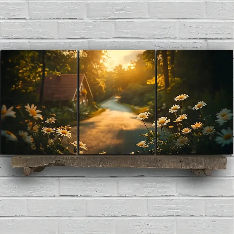 3pcs Flowers Under The Sunshine Metal Print Ready to Hang Art