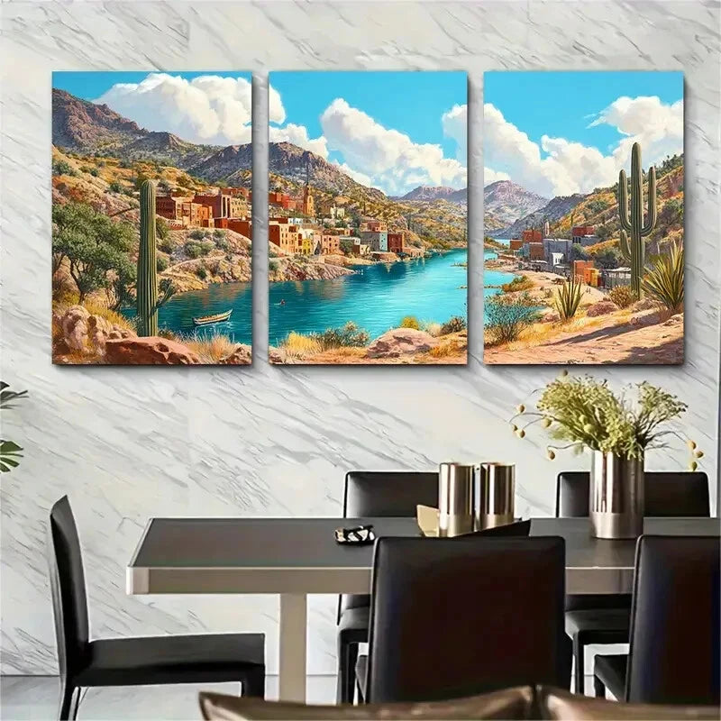 3pcs Bisbee Arizona Travel Poster Lake Scenery Metal Print Ready to Hang Art