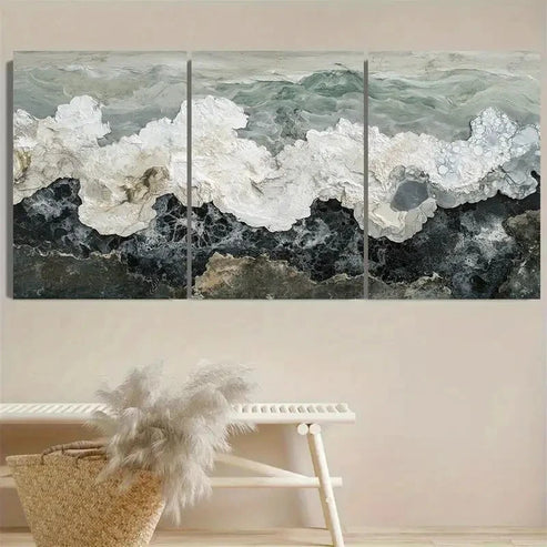 3pcs Blooming Faux Marble Wall Art Set Canvas Unframed - High Quality Print 100% Australian Made Wall Canvas