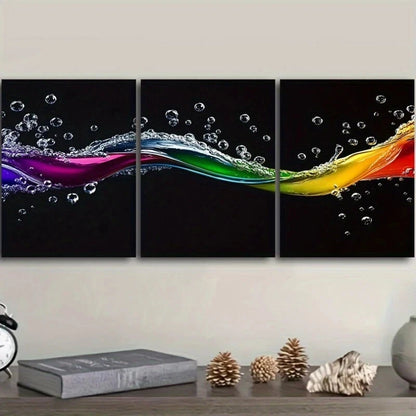 3pcs Vibrant Colorful Abstract Water Bubbles Metal Print Ready to Hang Art