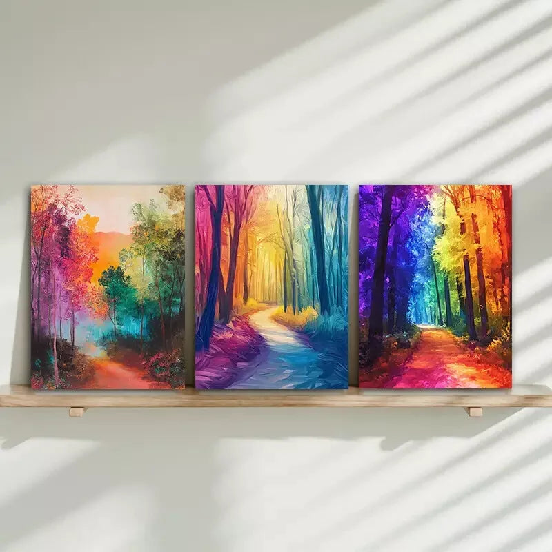 3pcs Abstract Forest Path Canvas Framed 40x60cm - High Quality Print 100% Australian Made Wall Canvas Ready to Hang