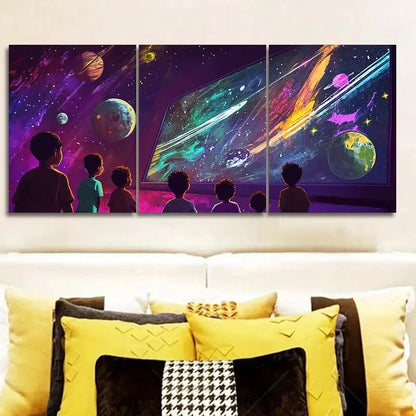 3pcs Universe View Luxurious Wall Hangings Wall Art Set Canvas Framed 50x70cm - High Quality Print 100% Australian Made Wall Canvas Ready to Hang