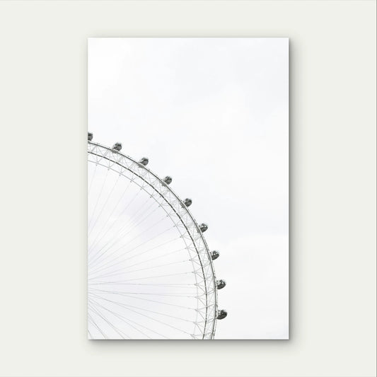 Black and White Ferris Wheel Photography Art 40x60cm Metal Print Ready to Hang
