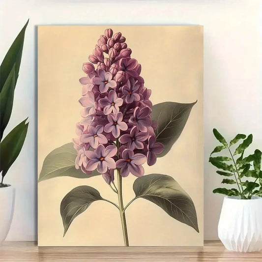 Beautiful Antique Purple Lilac Flower Painting 40x60cm Metal Print Ready to Hang