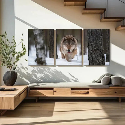 3pcs Snow Scene Animal Art Wolf Wall Art Set Canvas Framed 40x60cm - High Quality Print 100% Australian Made Wall Canvas Ready to Hang