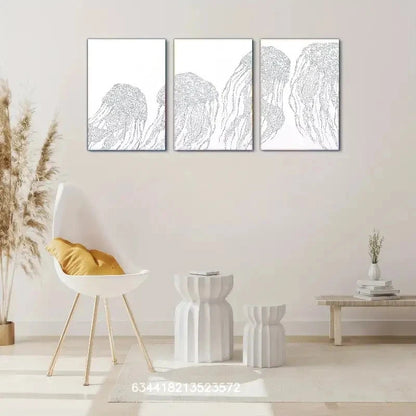 3pcs Jellyfish Print Coastal Beach art decor Metal Print Ready to Hang Art