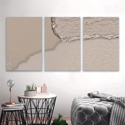 3pcs Close-Up Beach Scene with Pebbles & Waves Wall Art Set Canvas Framed 40x60cm - High Quality Print 100% Australian Made Wall Canvas Ready to Hang