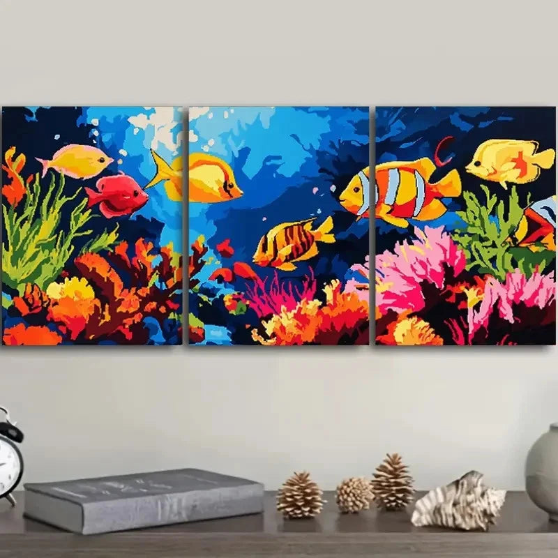 3pcs Motorcycle Oil Painting Metal Print Ready to Hang Art