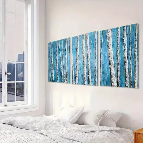 3pcs Abstract White Birch Tree Art Set Canvas Unframed - High Quality Print 100% Australian Made Wall Canvas
