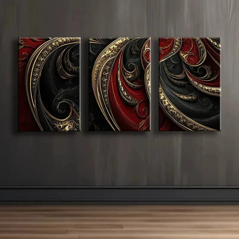 3pcs Abstract Fluid Art Composition Wall Art Set Canvas Framed 50x70cm - High Quality Print 100% Australian Made Wall Canvas Ready to Hang
