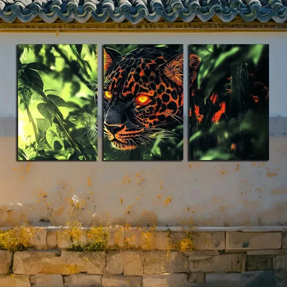 3pcs Black Panther Tropical Rainforest Jungle Metal Print Ready to Hang Art