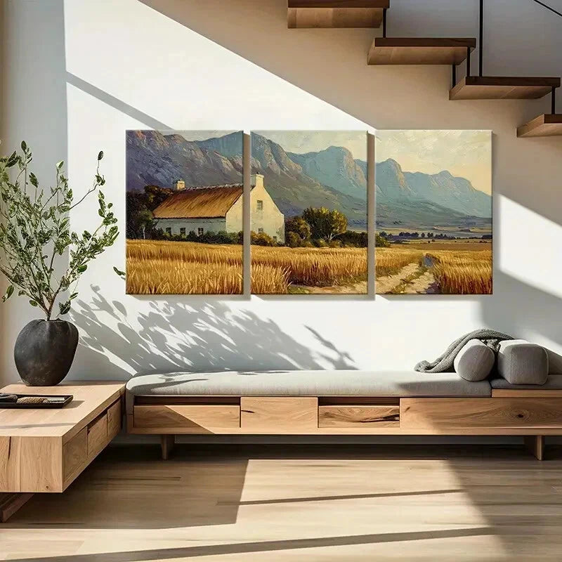 3pcs Rustic Farmhouse Landscape Mountain View Metal Print Ready to Hang Art