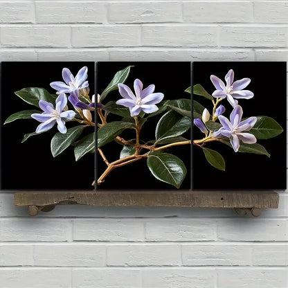 3pcs Green Leaves and Flowers Metal Print Ready to Hang Art