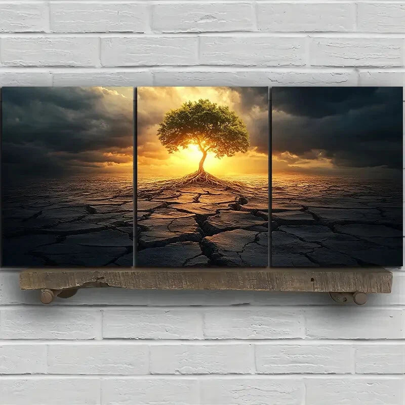 3pcs A Plant with Great Vitality Metal Print Ready to Hang Art