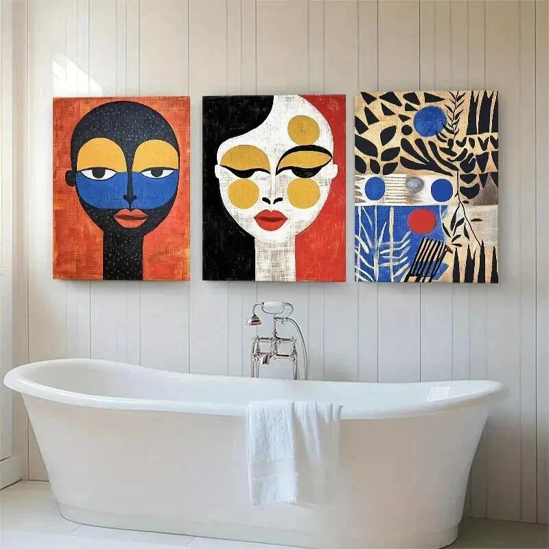 3pcs Modern Geometric Tribal Abstract Perfect Wall Art Set Canvas Framed 40x60cm - High Quality Print 100% Australian Made Wall Canvas Ready to Hang